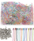 400 Pcs Ball Bead Chain Set With 3.94 Inch Dog Tag Chains Includes 100 Silver Replacement Buckles For Jewelry Making And DIY Crafts, Multicolor Ball Chains With Storage Box, assorted colors and buckles displayed
