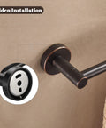 Close-up of wall mount installation for Adjustable Bronze Towel Bar 15 To 24 Inches, showing hidden screws and oil rubbed finish.