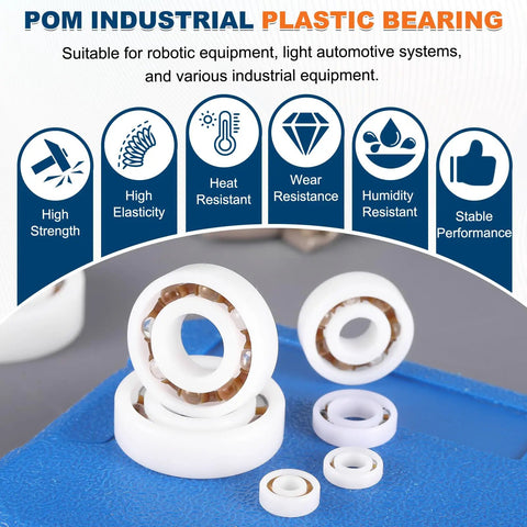 8 Pack POM Plastic Bearings 20 X 32 X 7 MM Deep Groove Ball Bearings With Glass Balls And Nylon Cage, Ideal for Industrial Use