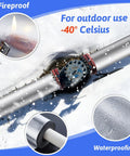 Eight Pack Three Quarter Inch Pipe Insulation Foam Tubes With Self Adhesive Pre Slit Covers Polyethylene With Aluminum Foil shown protecting outdoor pipe from freeze.