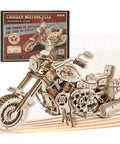 1 To 8 Scale Wood Motorcycle Puzzle Kit For Adults, 3D Buildable Model Cruiser, Realistic Detailed Wooden Bike, Interactive Craft Project That Runs When Assembled, Steampunk Style For True Cruising Fun on display