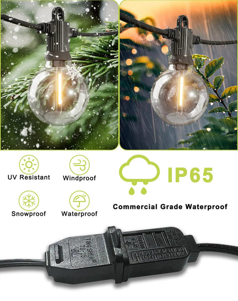 Built Tough 16 Foot Black Extension Cord With Two Prong Plug And 20 AWG Waterproof Cable designed for outdoor string lights in rain and snow.