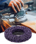 Dense Poly Strip Abrasive Disc Wheels For Paint Rust Removal Angle Grinder Six Piece Set With Integrated Hub For smooth surface finishing mounted on electric grinder.