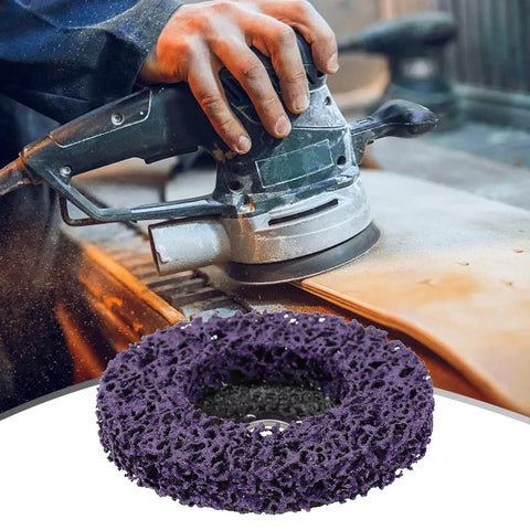 Dense Poly Strip Abrasive Disc Wheels For Paint Rust Removal Angle Grinder Six Piece Set With Integrated Hub For smooth surface finishing mounted on electric grinder.