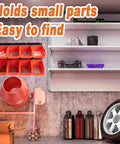 Wall Mounted Garage Storage Rack With Eight Bins And Two Rails Hardware Organizer For Tools Screws And Small Parts In Blue