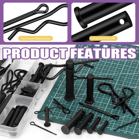 67-Piece Clevis Pin And Cotter Pin Kit with R Pins Hairpins and Split Pins for Automotive Trucks and Lawn Mowers 5 Sizes