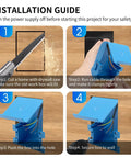 Installation guide for Hassle Free Blue Single Gang Old Work Electrical Outlet Box With Adjustable Flange Rock Solid Pvc Junction Housing For Existing Walls Smooth Sail Go To Kit Pack Of Six showing step-by-step process.