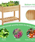 Raised Garden Bed Planter With Legs And Storage Shelf Wooden Elevated Plant Bed For Vegetables And Flowers Backyard Ready For Patio Or Balcony 34 By 18 By 30 Inches Light Brown