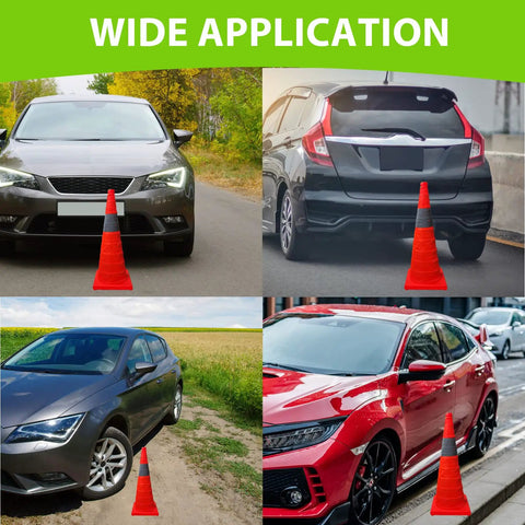 Collapsible 28 Inch Traffic Cones 4 Pack Pro Grade Pop Up Safety Road Markers For Training Parking Lot And Driving Practice