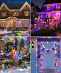 132Ft LED Rope Lights Outdoor String Light With 400 LEDs 24 RGB Colors Plus Warm White Waterproof Starry Fairy Lights decorating houses and gardens for festive occasions at night.