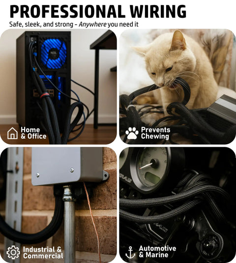 Split Sleeve Wire Loom For High Temp Automotive Harness And Home Cables, cat, computer, industrial, automotive wiring