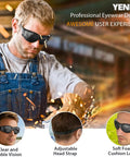 Snag These Hella Clear Anti Fog Safety Glasses With Thick Foam Cushion And Secure Strap Plus Durable Pouch Two Pack on a user during use.