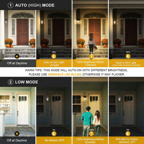Two Pack Smart Motion Sensor Outdoor Wall Lanterns With Seeded Glass Dusk To Dawn Exterior Porch Lights Aluminum demonstration