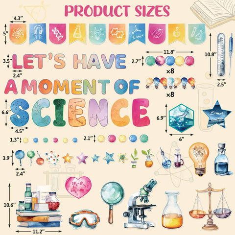 Science Bulletin Board Set For Classroom Decor 89 Pcs With Light Bulb Borders Bubble Borders Science Cutouts Illustrated Sizes