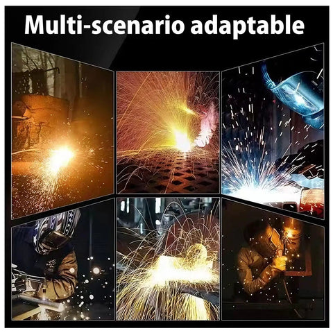 Multiple welding processes showcasing sparks and arcs, demonstrating the 20 Pack Brass Welding Contact Tips For Mig Guns 15AK 24KD 36KD Euro Style Nozzles Fit 2.0mm Wire Perfect For Stable Arcs And Tight Jobs.