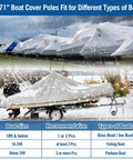 Extra Tall Boat Cover Support Pole With Heavy Duty Metal Tripod Base And Hexagon Top 27 To 71 Inch Adjustable Poles in use on snowy boats