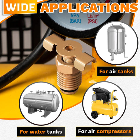 1/4 NPT Brass Air Compressor Drain Valve With Hand Turn Handle Moisture Drain Petcock for air and water tanks