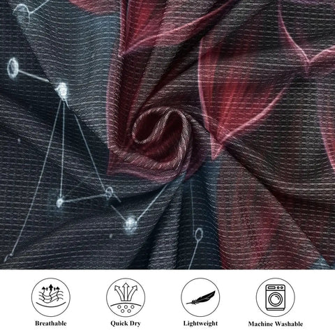 Premium Mens Workout Tank Top With Dope Mechanical Flower Gears Stars Print fabric close-up showcasing breathable, quick-dry mesh.