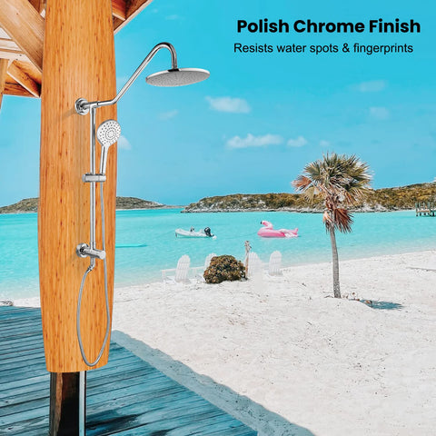 Polished Chrome Retrofit Rain Shower System With 8 Inch Rainfall Head, ABS Handheld Sprayer, Wall Mount Shower Faucet Combo by beach