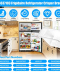 Open fridge in kitchen with 2 Pack Upgraded Refrigerator Crisper Drawers Bins Replacement For Frigidaire And Kenmore overlay