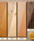 Real Deal Natural Beeswax Furniture Polish To Restore Dry Wood And Boost Natural Grain With Food Safe Olive Oil Blend For A Smooth Clean Finish That Gives Your Favorite Wooden Pieces Brand New Life In 3.5 Fl Oz Jar on oak, pine, beech, walnut wood samples.