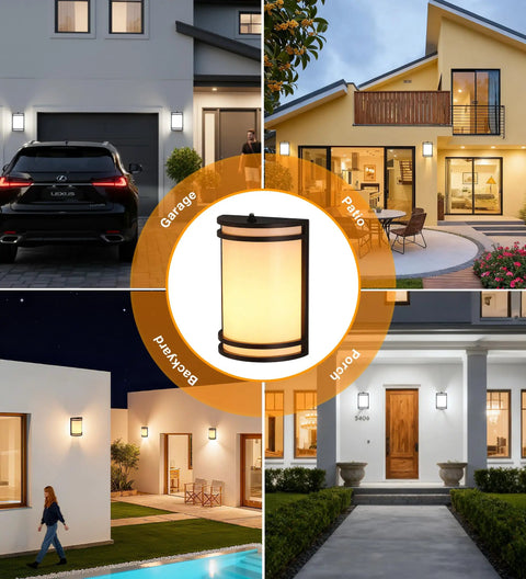 Two Pack Dusk To Dawn LED Outdoor Wall Sconce With Adjustable 3000K 4000K 5000K Color Temperature 15W Oil Rubbed Bronze Finish for home