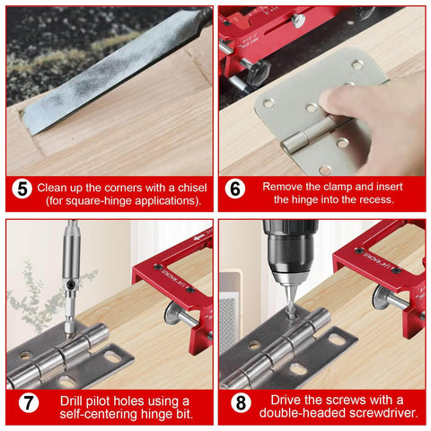 Pro Grade Aluminum Door Hinge Template Jig For Router, Adjustable Mortise Fits 2.5 To 5 Inch Hinge Span, CNC Machined 6061 Aluminum