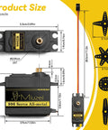 Dimensions and components of MG996R 55g Metal Gear Torque Digital Servo Motor Bundle For RC Helicopters Cars Boats And Robots