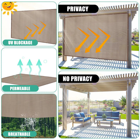 Twin Pack 90 Percent Sun Shade Cloth With Grommets Ten By Six Point Six Feet For Pergola Shade Patio Privacy UV Block Mocha Canopy