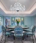 Dining room with 12 Lights K9 Crystal Chandelier Pendant Ceiling Light in Silver for Dining Room Living Room Bedroom Hallway Balcony.