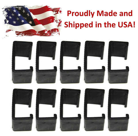 Heavy Duty Patio Rattan Wicker Fastener Clips 10 Pack For Sectional Sofa Chairs Black Medium Size shown with USA flag
