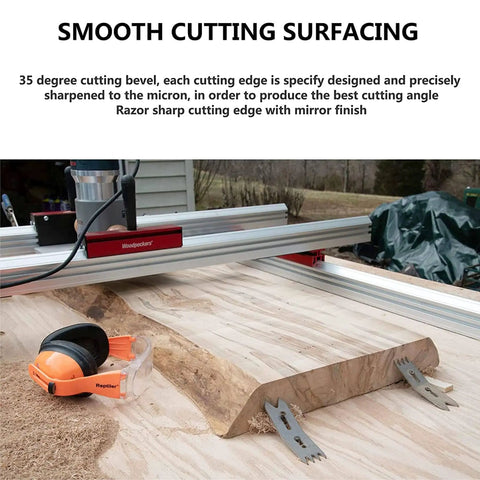 Pro Grade 3 Inch Spoilboard Surfacing Router Bit With 2 Plus 2 Carbide Blades in use with CNC machine flattening a wood slab