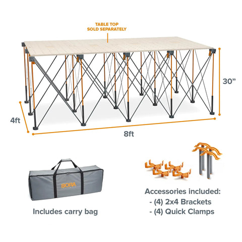 30 Inch Folding Work Table Portable 48 By 96 Inch Workbench With 6000 Pound Capacity 15 Steel Struts Collapsible Heavy Duty Saw Table For Garage Mobile Workstation With Storage Bag No Assembly Required