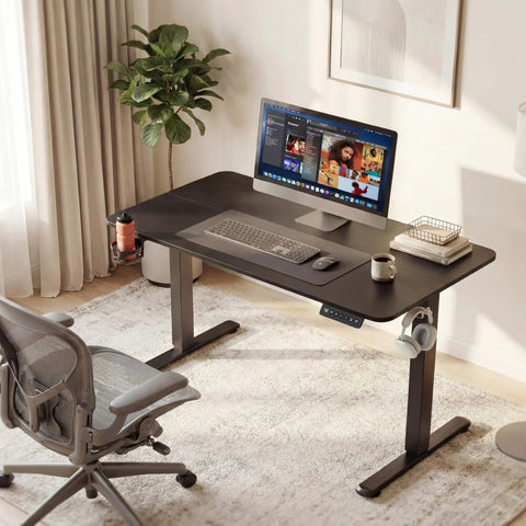 Electric Standing Desk 45 X 24 Inches Height Adjustable Sit Stand Desk With Memory Preset Option Sturdy Metal Frame Cable Management Hole.