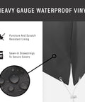 All Weather Outdoor Coffee Table Cover For Backyard Waterproof Patio Table Cover Heavy Duty Black Shield Protects From Sun Rain Snow Dirt Fits Most Standard Coffee Tables Keeps Your Furniture Looking New heavy gauge waterproof vinyl with drawstring and puncture-resistant lining detail