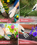 4 Piece Floral Gardening Tools Set With Non Slip Rubber Handles Heavy Duty Garden Kit For Planting Digging Loosening And Transplanting Plus Gloves Ideal Gift For Women Birthday Box Green