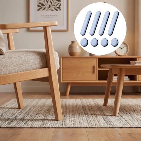 No Sweat Heavy Duty Self Adhesive Furniture Sliders For Carpet And Hardwood Floors Includes Round And Rectangular Chair Glides on wooden furniture.