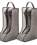 2 Pack Portable Boot Storage Organizer Bags for Tall Boots, Dustproof Waterproof Travel Shoe Bags, Brown Cowboy Boot Bags visible
