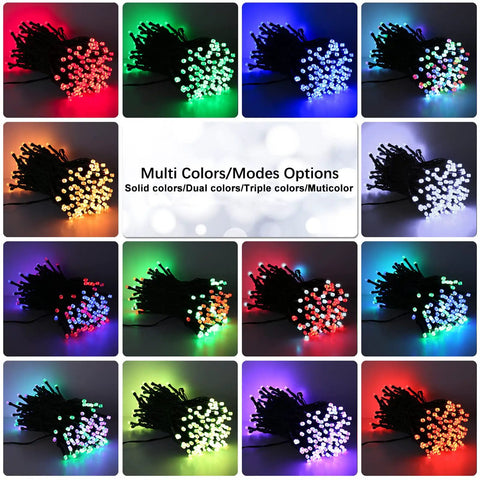 Color Changing Christmas Lights 33ft 100 LEDs RGB Red White Blue With Remote Dimmable USB Indoor Decor multi-color display