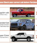 Image showing Ford truck models: regular cab, extended cab, and super crew. Highlights compatibility for Two Piece Rear Upper Left And Right Door Latch Release Cables Kit For Ford F150 Extended Cab 2004 2008 And Lincoln Mark LT 2006 2008 Replacement 8L3Z18264A00B 8L3Z18264A01B 6L3Z18264A01B.