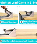 Professional Lead Came Stretcher And Vise Tool For Stained Glass Crafts demonstrates how to straighten lead in three steps.