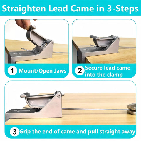 Professional Lead Came Stretcher And Vise Tool For Stained Glass Crafts demonstrates how to straighten lead in three steps.