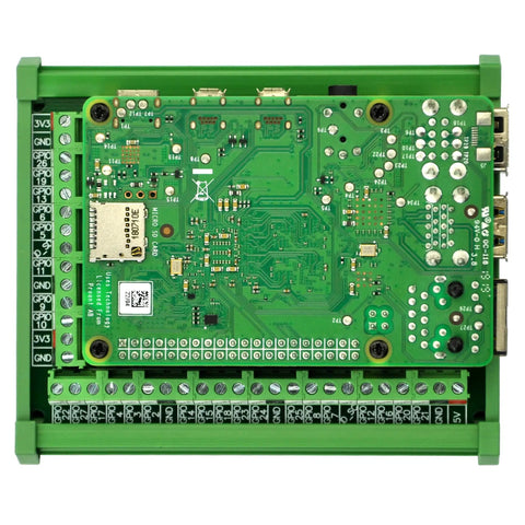 Top view of DIN Rail Mount Screw Terminal Block Adapter Module for Raspberry Pi A Plus B Plus 2B 3B 3B Plus 4B Zero Zero W Version 1.2 Upgrade.