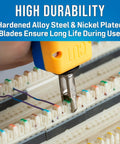 Beast Of A Punchdown Tool With 66 And 110 Blades For Punchdown Blocks And Telecom Patch Panels, ergonomic handle in use