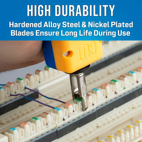 Beast Of A Punchdown Tool With 66 And 110 Blades For Punchdown Blocks And Telecom Patch Panels, ergonomic handle in use