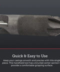 Hornady Deluxe 4-Blade Chamfer And Deburring Tool Double Ended Case Prep Reloading Gear with knurled handle for easy grip.