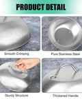 2 Pack Heavy Duty 9 Inch Cheese Melting Dome Stainless Steel Griddle Cover with handle in four detail views