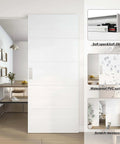 36X84 White Concealed Sliding Barn Door With Hidden Rail And Soft Close Hardware Kit shown installed in interior opening
