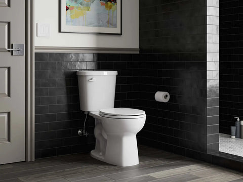 Elate Toilet Paper Holder In Brushed Nickel, Minimalist Metal Design That Stands Up To Daily Use next to modern toilet
