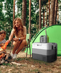 Portable Power Station 150W 155Wh with 110V AC outlet in camping setup